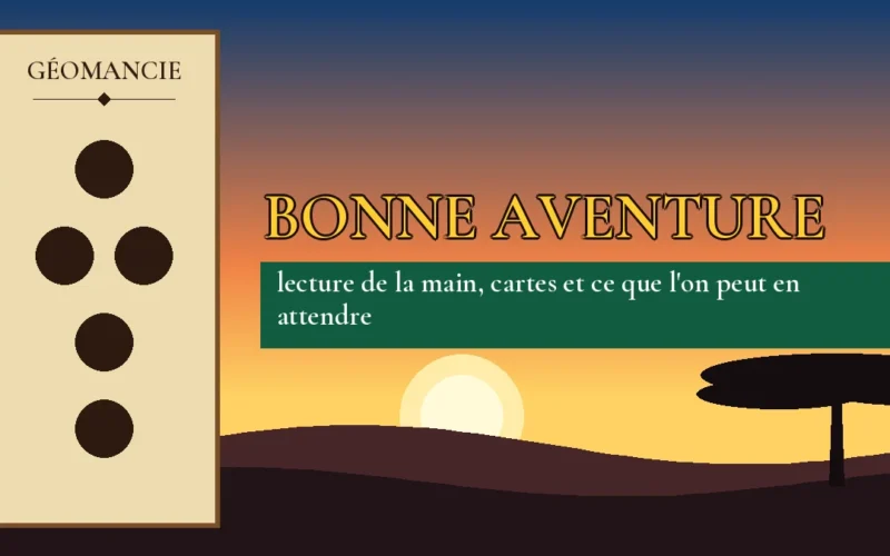 Affiche de l'article Bonne aventure, figure de géomancie sur parchemin et coucher de soleil africain
