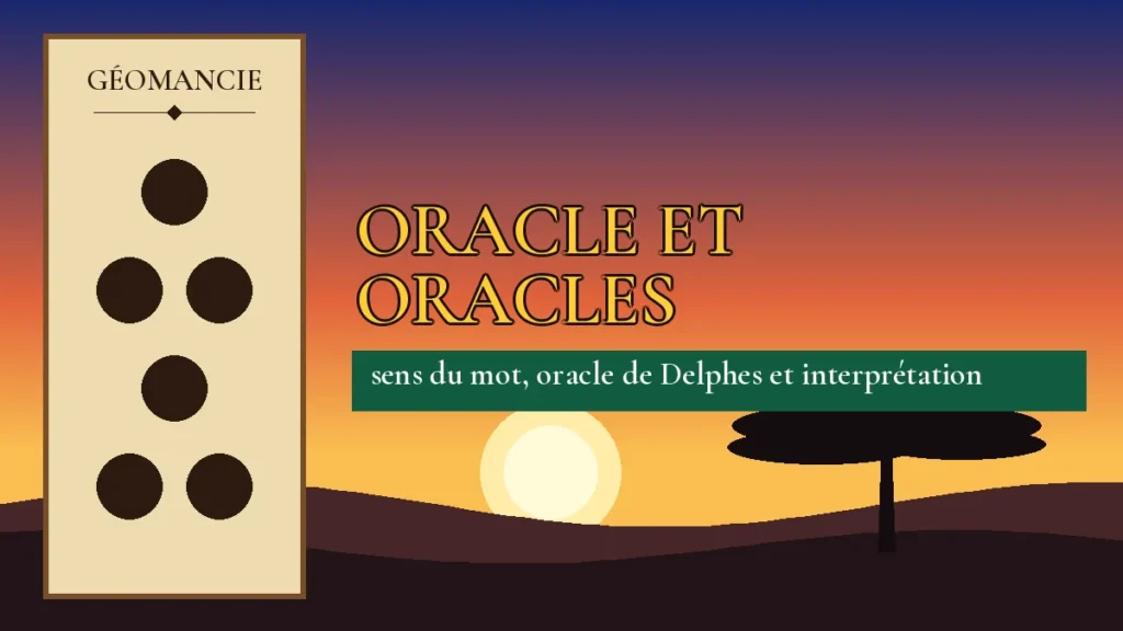 Affiche de l'article Oracle et oracles, figure de géomancie sur parchemin et coucher de soleil africain