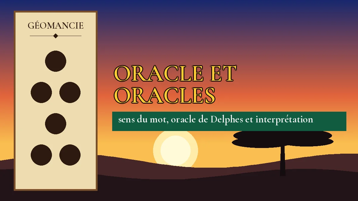 Affiche de l'article Oracle et oracles, figure de géomancie sur parchemin et coucher de soleil africain
