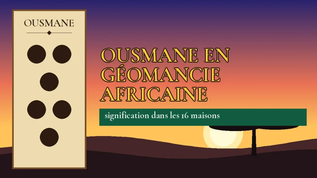 Affiche de l'article Ousmane en géomancie africaine : figure Ousmane, deux points, un point, deux points, un point