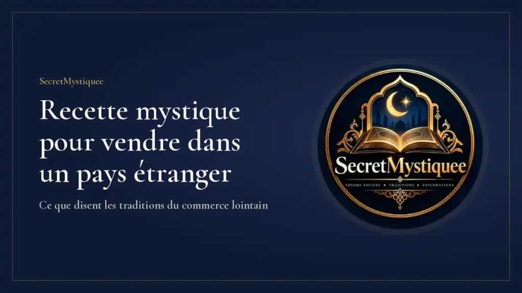 Caravane de chameaux au crépuscule avec un marchand tenant un registre, illustration pour l'article recette mystique pour vendre dans un pays étranger