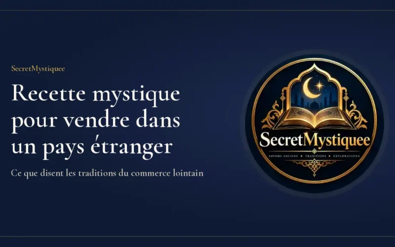 Caravane de chameaux au crépuscule avec un marchand tenant un registre, illustration pour l'article recette mystique pour vendre dans un pays étranger