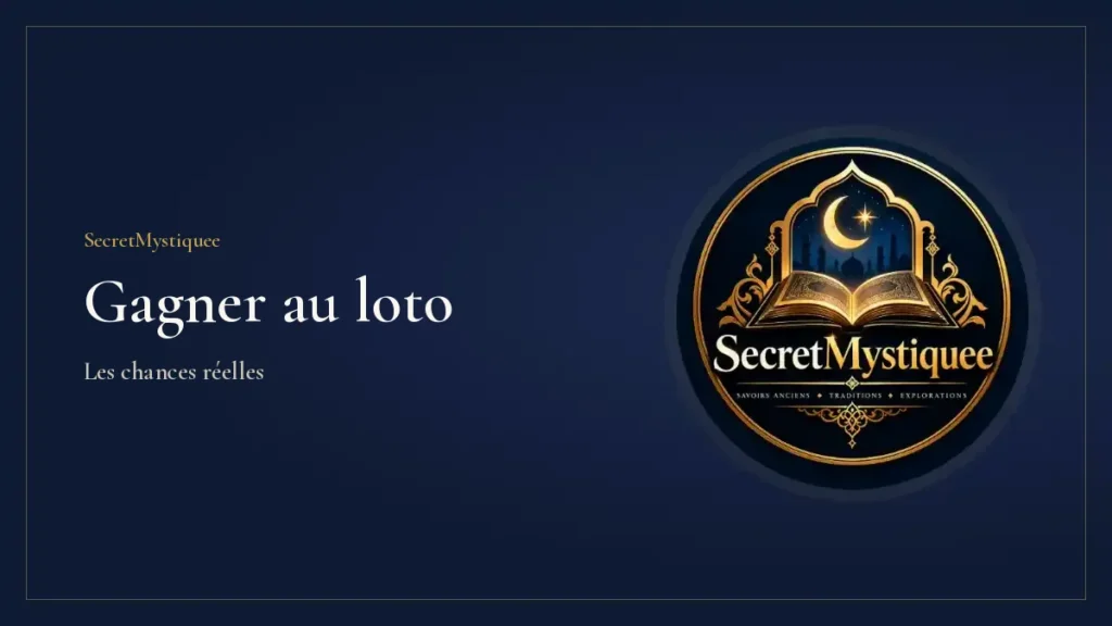 Boules numérotées éparpillées sur une table sombre à côté d'un ticket, illustration pour l'article secret mystique pour gagner au loto