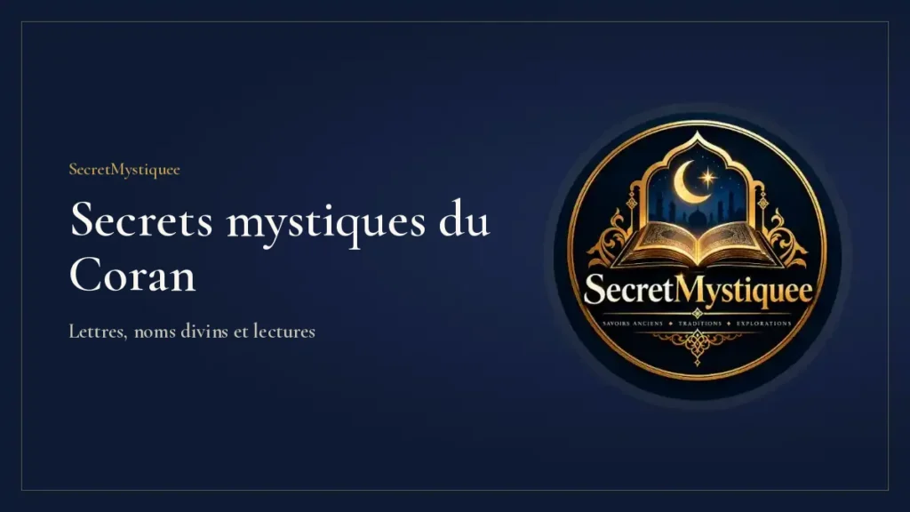 Coran ancien ouvert sur un pupitre en bois éclairé par une lampe, illustration pour l'article secrets mystiques du Coran